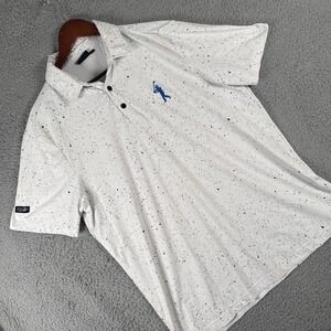 Sunday Swagger Polo Shirt Mens Large White Blue Speckle Golf Performance Stretch